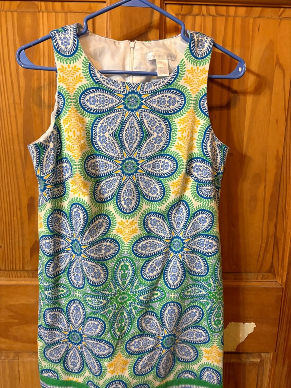 NFS-SOLD-FABLIFE_LOVE 
London Times Sleeveless Mini Dress in Blue, Green & - Picture 2 of 3